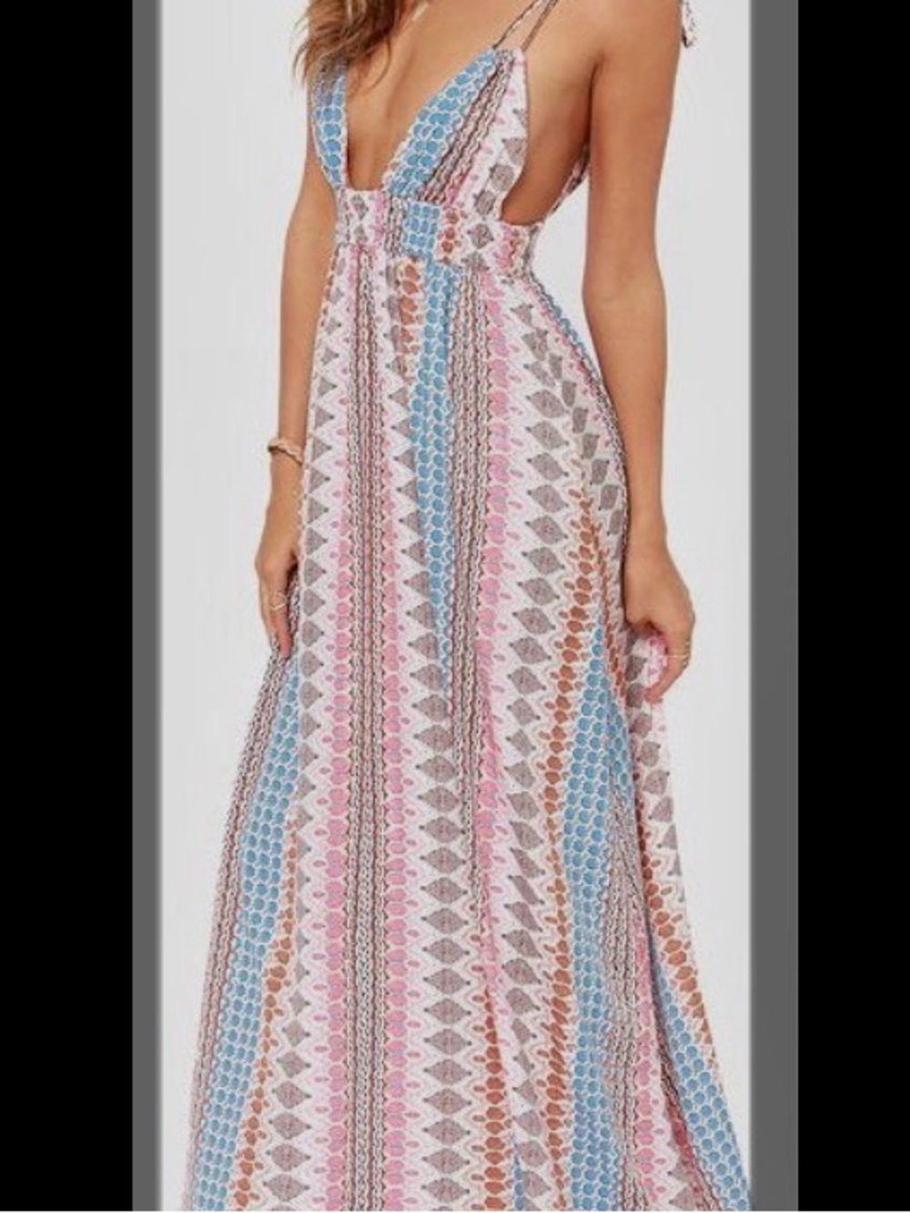 LuLu’s Boho Printed Backless Maxi Dress – Size S